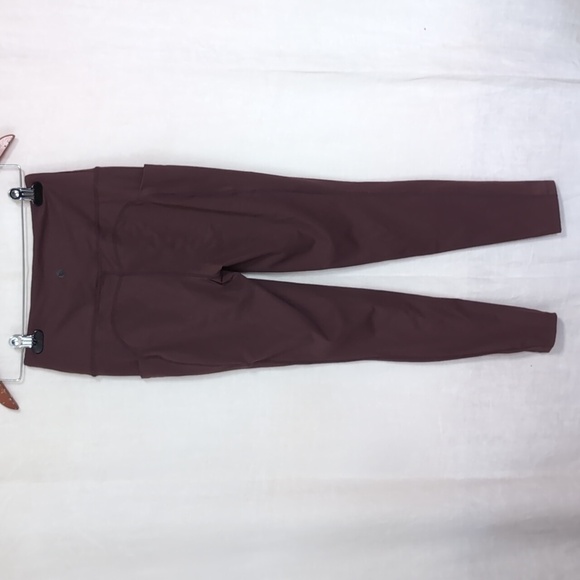 baleaf Burgundy Athletic Leggings Midrise Thigh Pockets Ankle Length Size Small - Picture 4 of 6